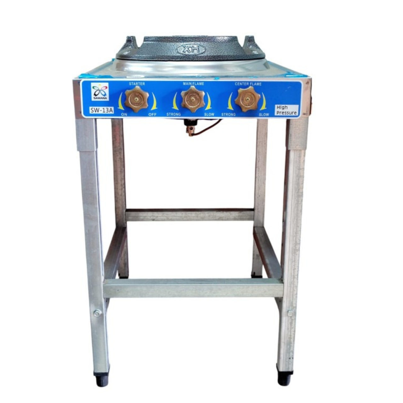 Газовая плита-таганок 40 кВт из нержавеющей стали с чугунной решеткой