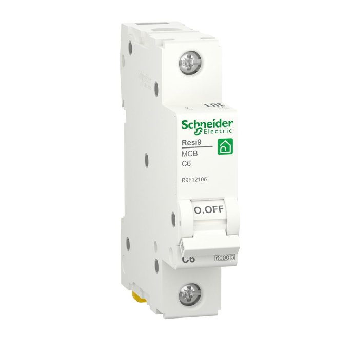 Выключатель автоматический Schneider Electric RESI9 6А 1P кривая С 6кА (R9F12106) Выключатель автоматический Schneider Electric RESI9 6А 1P кривая С 6кА (R9F12106)