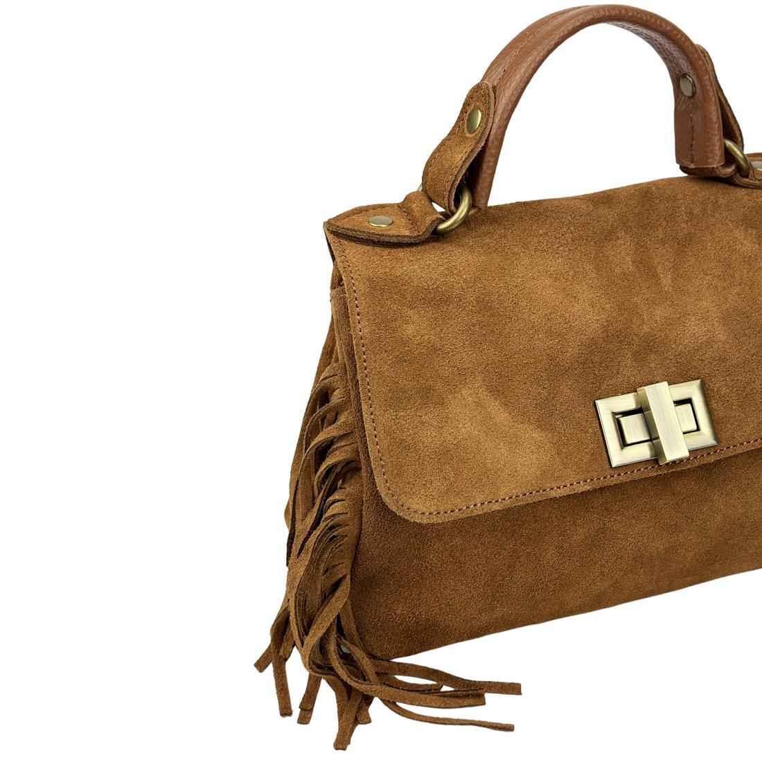 Жіноча сумка крос-боді Royal Bag F-IT-7858C замшеве з бахромою Коричневий (8157) - фото 8 Жіноча сумка крос-боді Royal Bag F-IT-7858C замшеве з бахромою Коричневий (8157) - фото 8