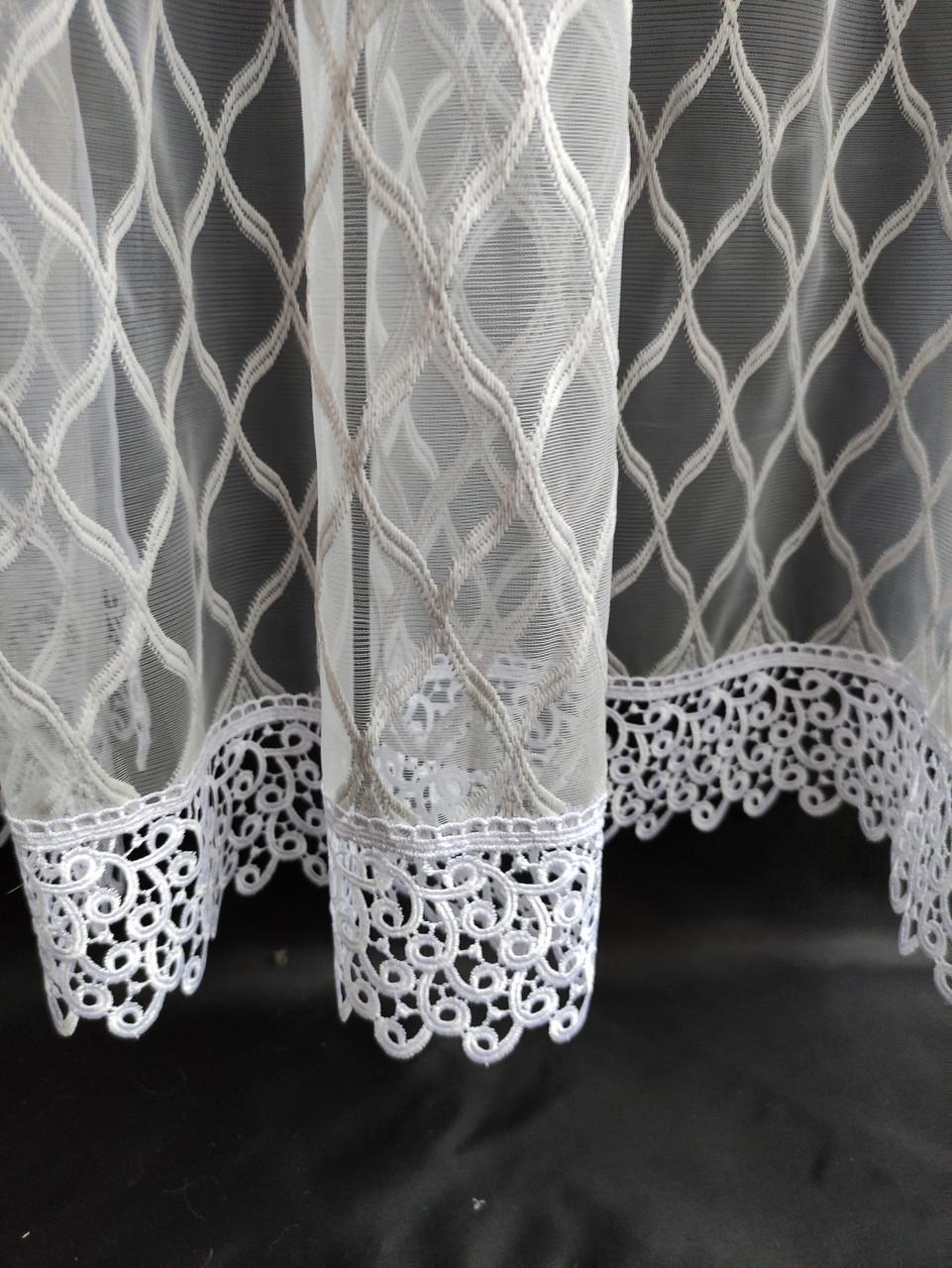 Тюль-сетка с подхватчиком 380x200 см Серый с белым (ромб-сер) - фото 3 Тюль-сетка с подхватчиком 380x200 см Серый с белым (ромб-сер) - фото 3