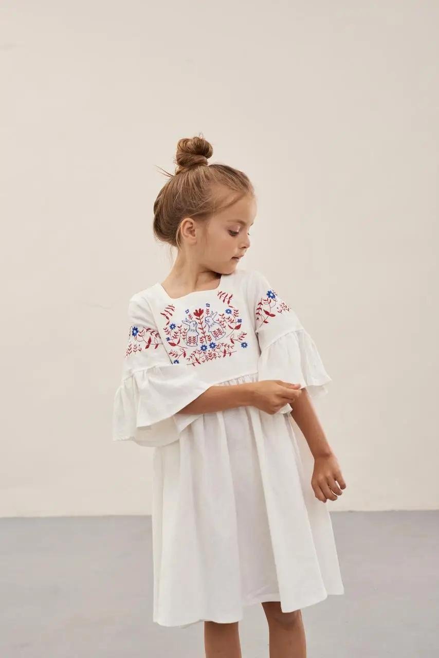Сукня вишиванка Зайчик 128 см Білий - фото 4