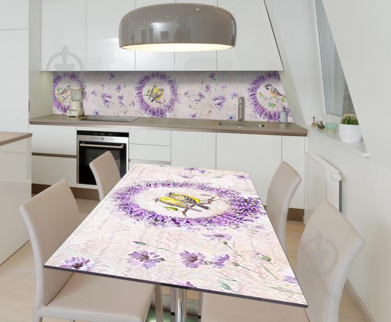 Наклейка виниловая на стол Zatarga "Лаванда и Синицы" 600х1200 мм Наклейка виниловая на стол Zatarga "Лаванда и Синицы" 600х1200 мм