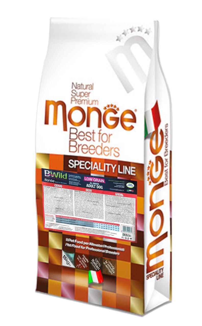 Корм сухой низкозерновой собак всех пород Monge BWild Deer на основе оленины 15 кг (70004534)