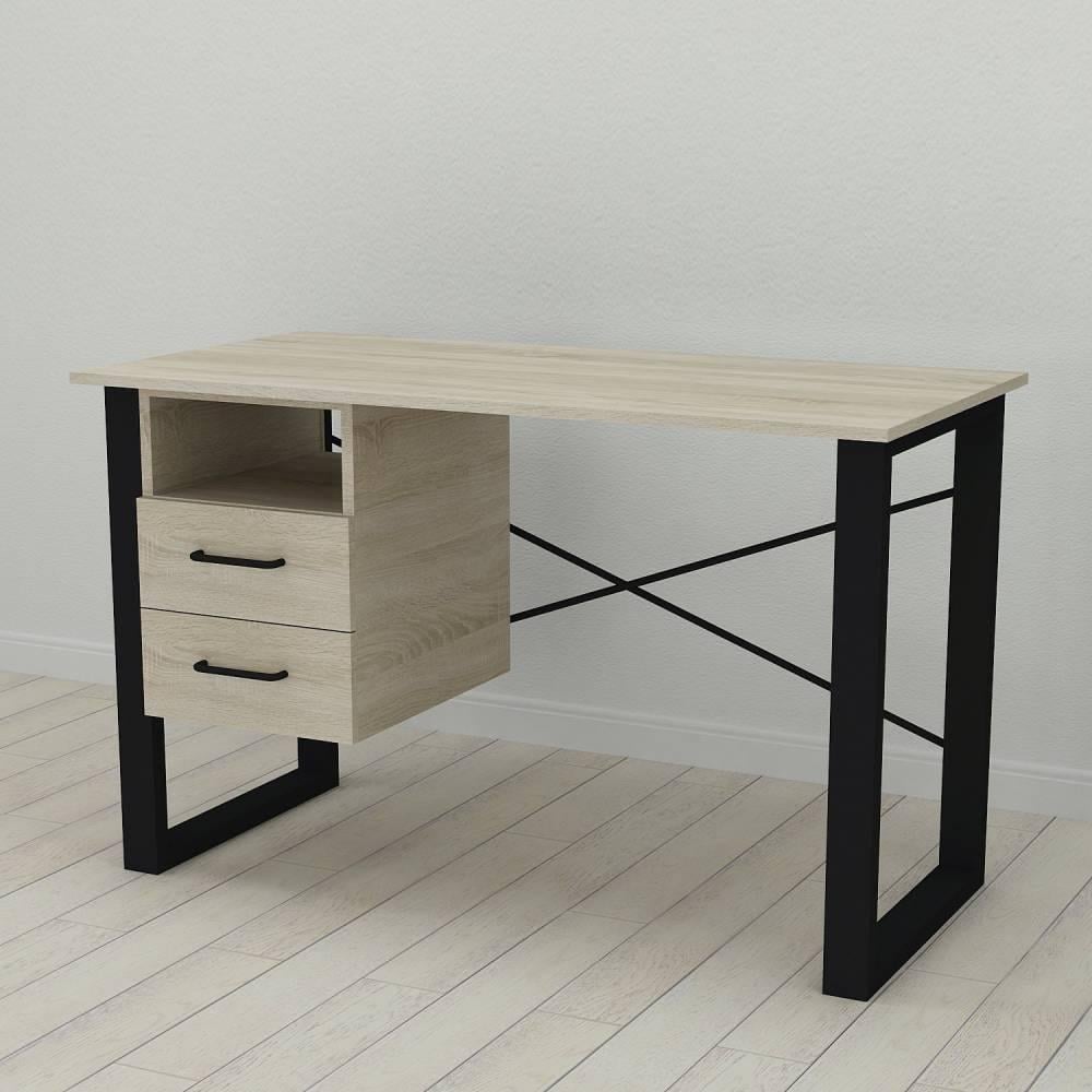 Письмовий стіл із ящиками Ferrum-decor Оскар метал/ДСП 16 мм 750x1200x700 мм Чорний/Дуб Сонома (FRD-103258) - фото 3 Письмовий стіл із ящиками Ferrum-decor Оскар метал/ДСП 16 мм 750x1200x700 мм Чорний/Дуб Сонома (FRD-103258) - фото 3