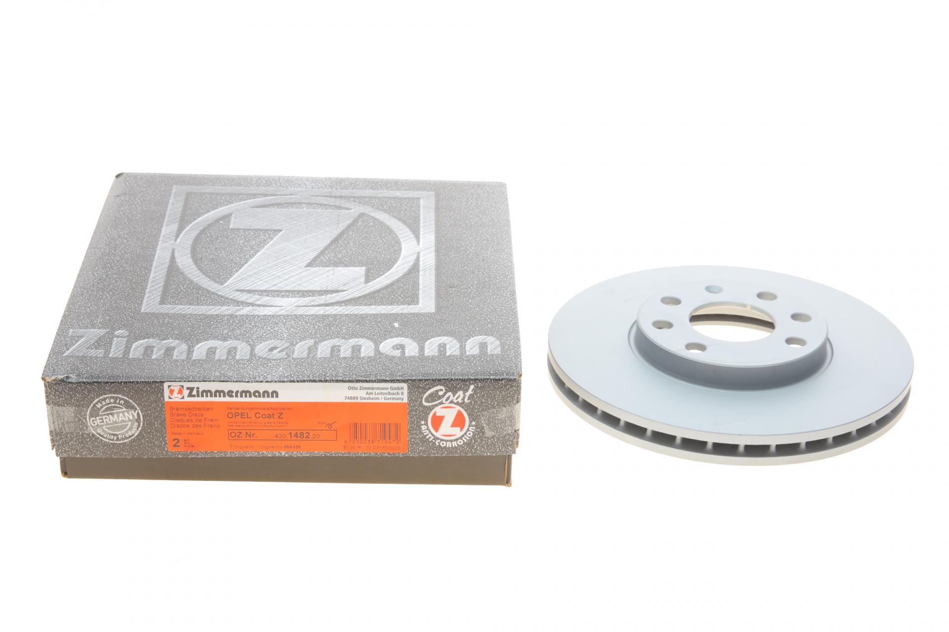 Диск тормозной передний ZIMMERMANN для Opel Astra 98-09 256x24 мм (430.1482.20)