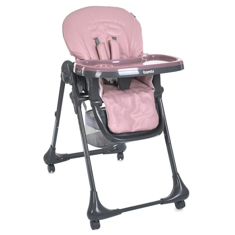 Стульчик детский для кормления Bambi M 3233L-G по регулировке спинки из комбинированных материалов 60х88х109 см Розовый (150-7-M 3233L-G Pink)