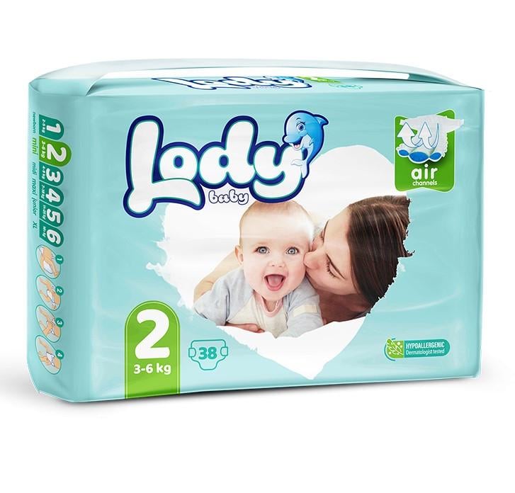 Подгузники детские дышащие LODY AIR MINI р. 2 3-6 кг 38 шт/уп. (000006631)