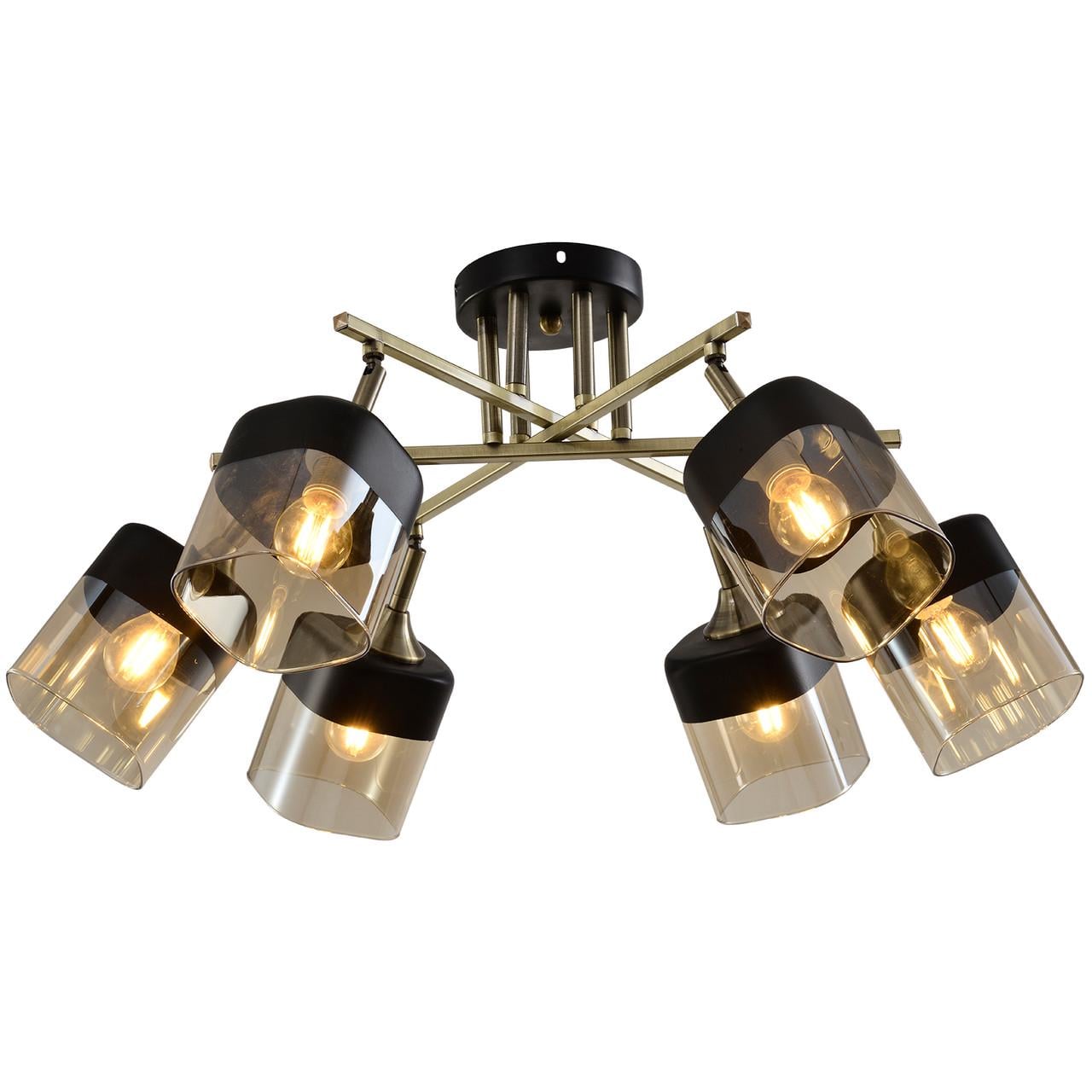 Люстра Svet на шесть плафонов под лампу Е27 с поворотным механизмом Черно-золотой (SR-N3878/6 AB)