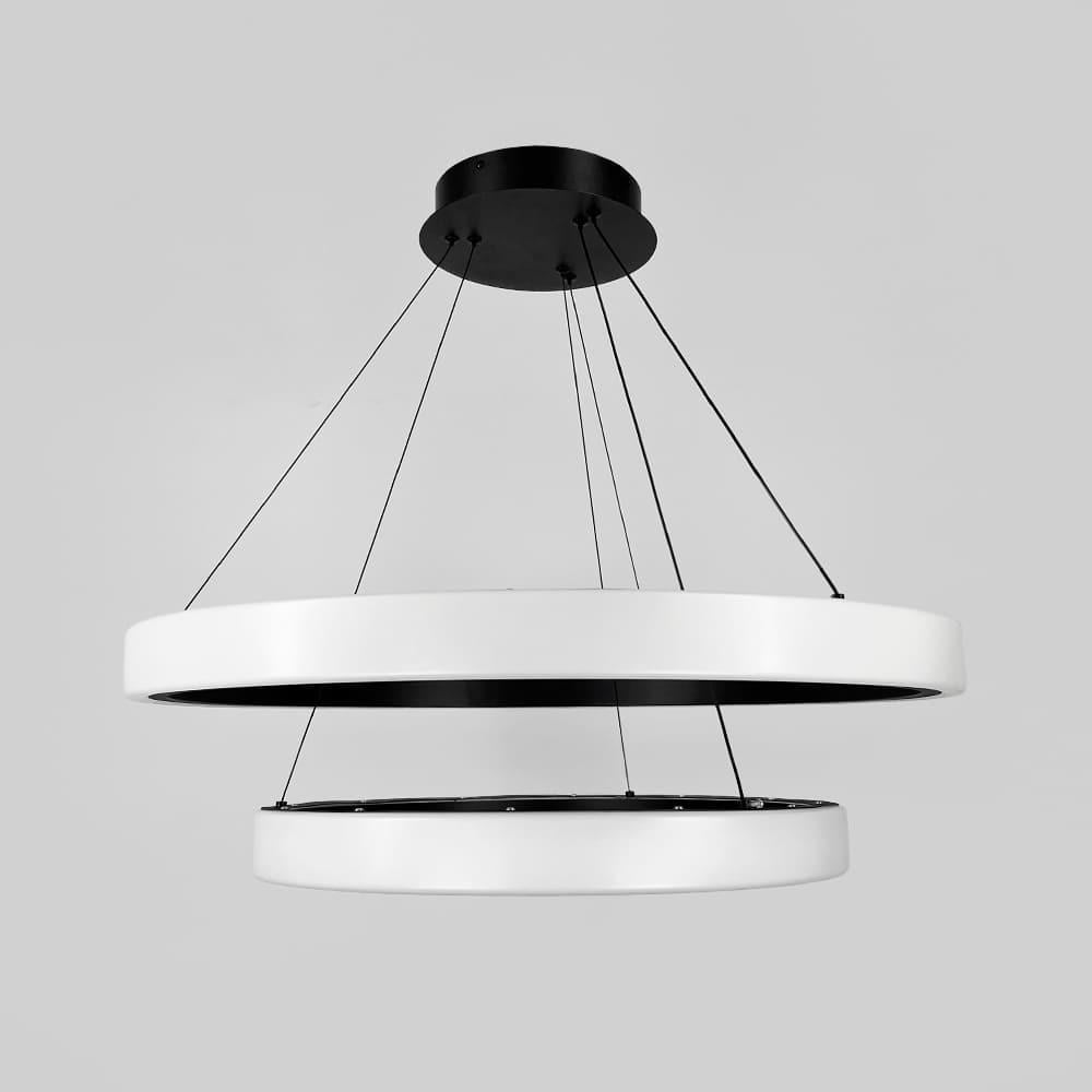 Люстра подвесная LED в двойном кольцевом корпусе Ø 70/50 см Черный (MJ313-700+500 BK)