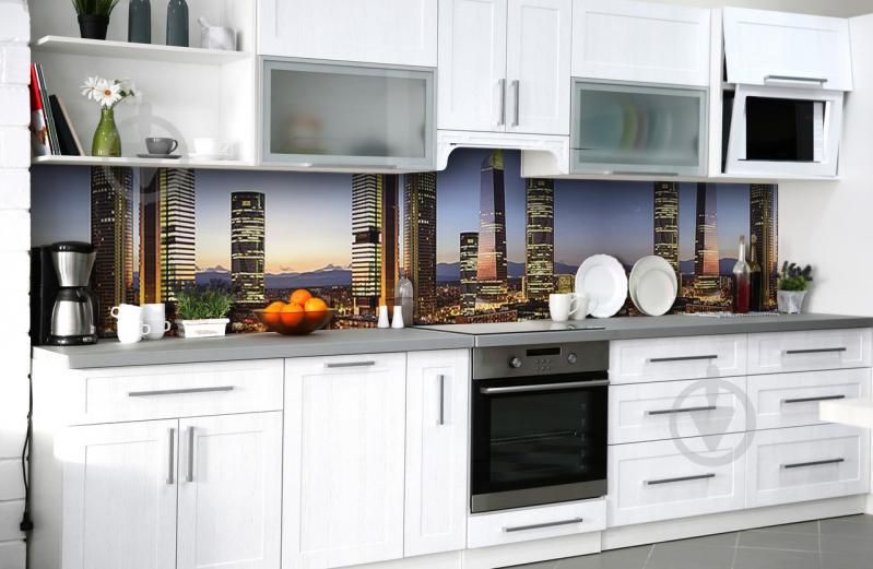 Скинали на кухню Zatarga «Небоскрёб на ладодни» 600х2500 мм виниловая 3Д наклейка кухонный фартук Скинали на кухню Zatarga «Небоскрёб на ладодни» 600х2500 мм виниловая 3Д наклейка кухонный фартук