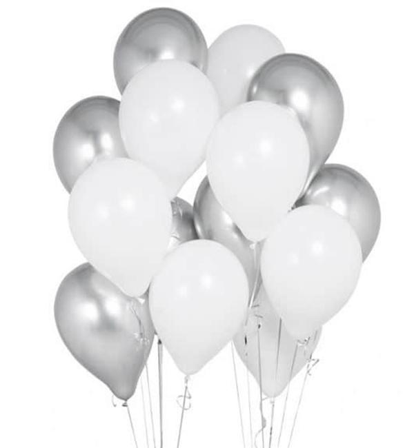 Воздушные шары Set 28 см 14 шт. Белый/Серебряный