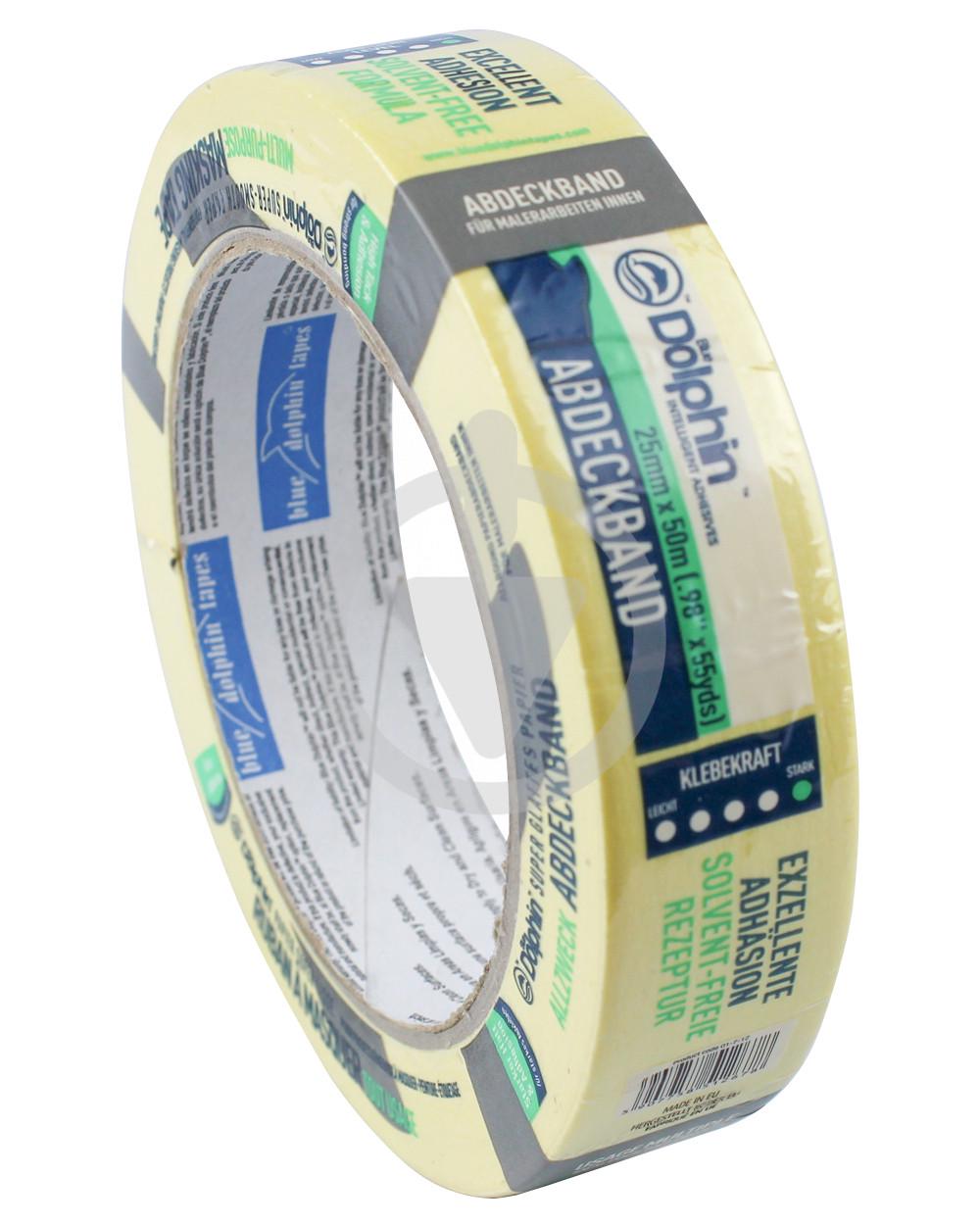 Лента малярная Dolphin 22119 многофункциональная 25 мм х 50 м Желтый (13474058)