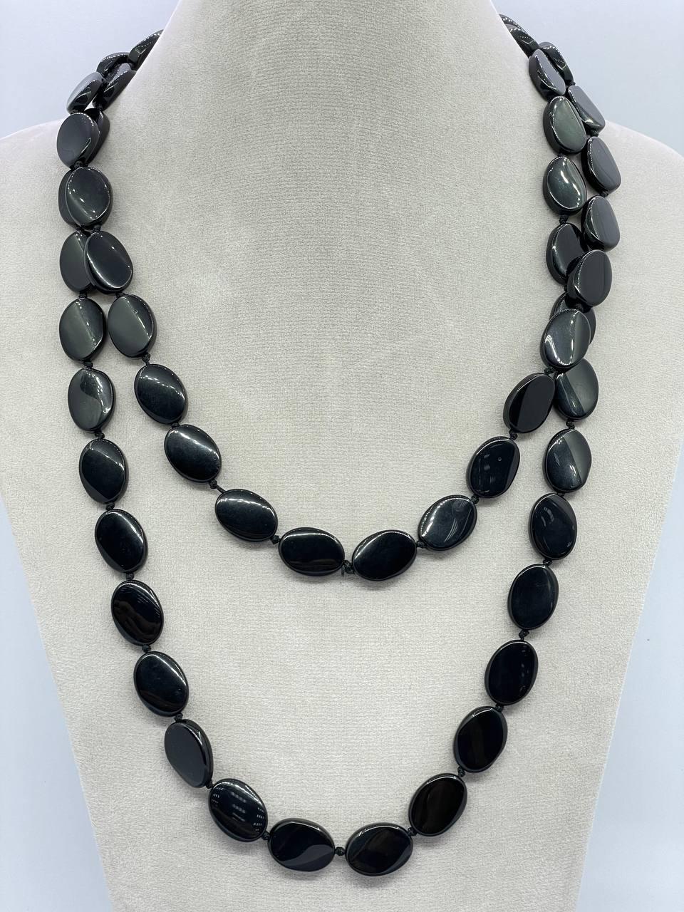 Бусы агат 100 см Черный (1264)