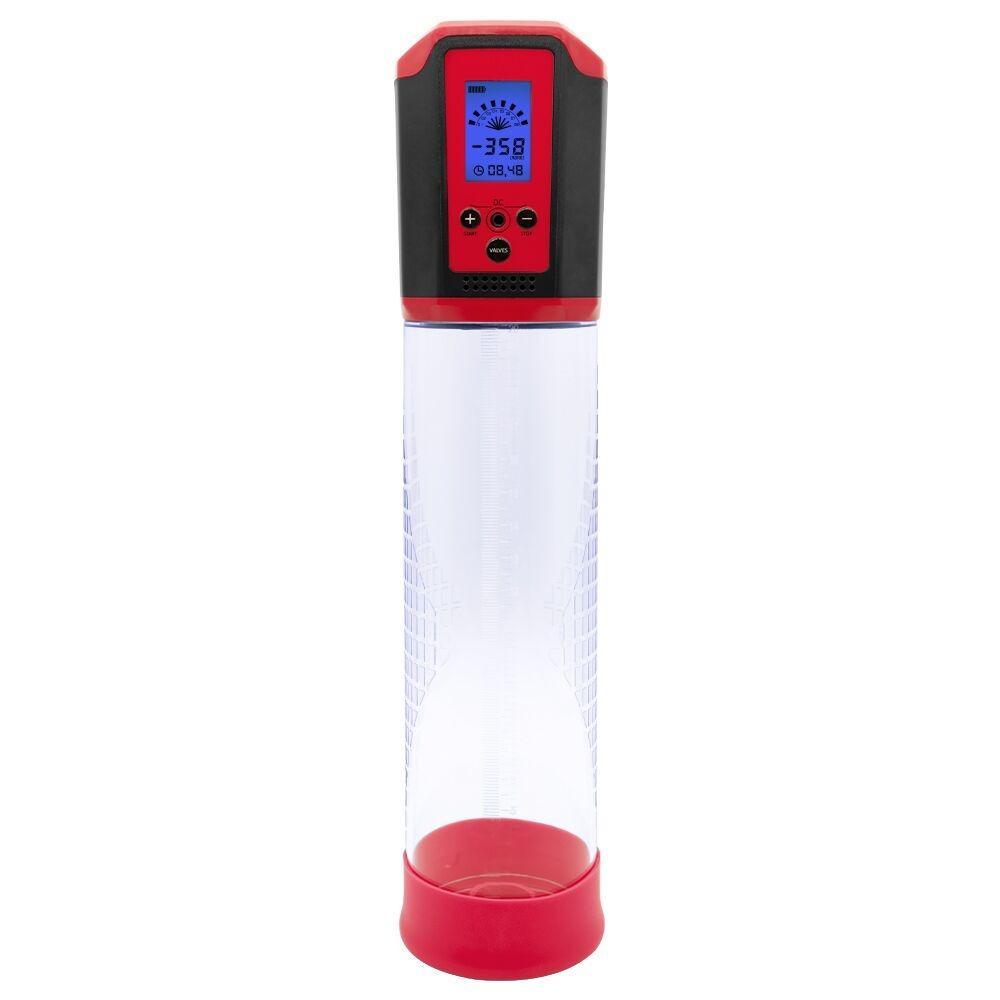 Насос автоматический вакуумный Men Powerup Passion Pump Premium Rechargeable Automatic LCD Pump Красный с прозрачным (41466)