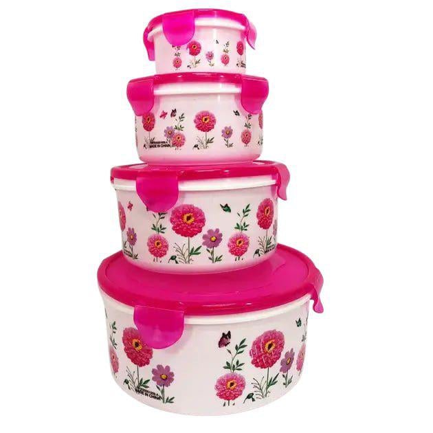 Набор пищевых контейнеров Unique квадратных 4 шт. Розовый (MX-11370)