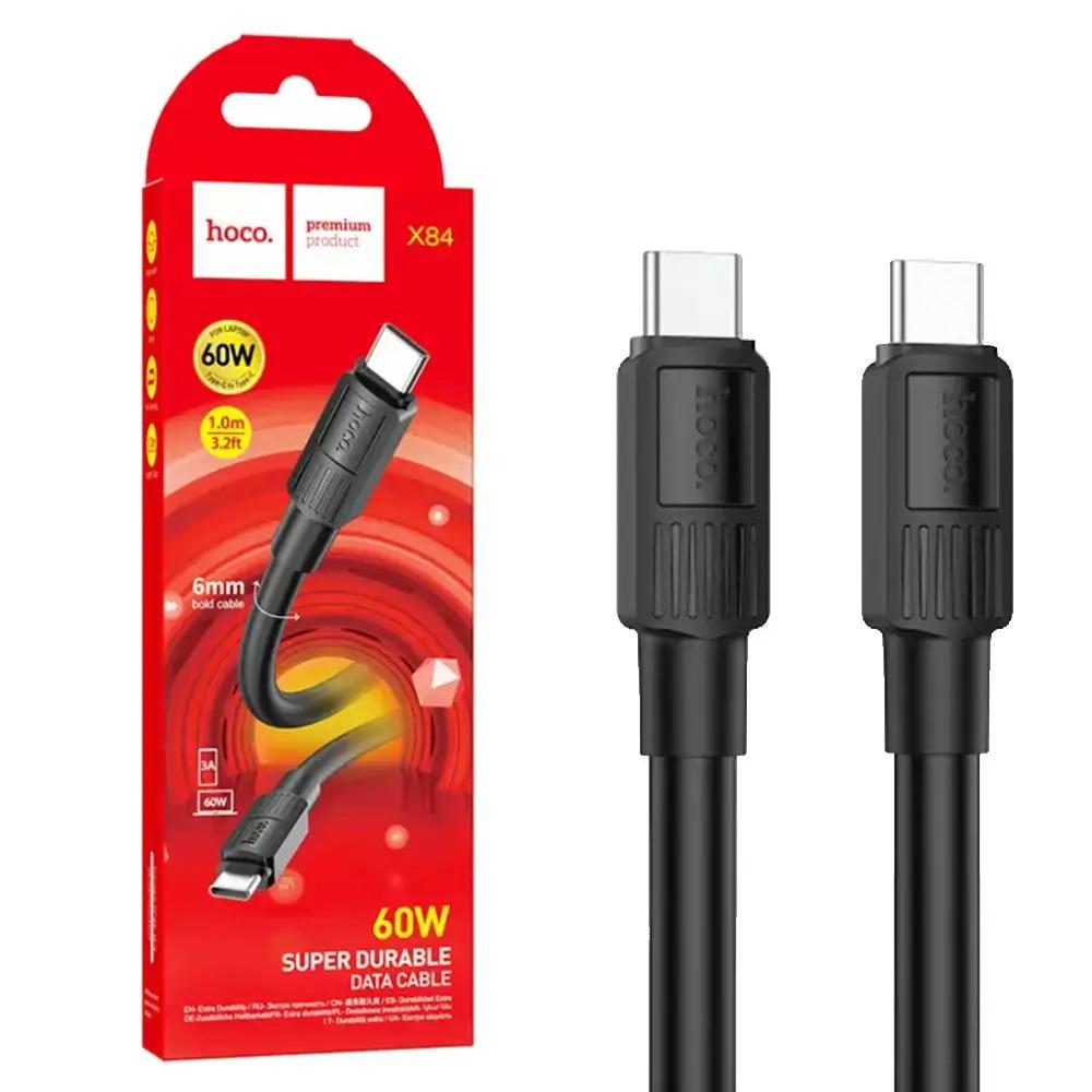 Кабель для заряджання Hoco X84 Type-C to Type-C 60 Вт 3A 1 м Чорний (ULT-9692646)