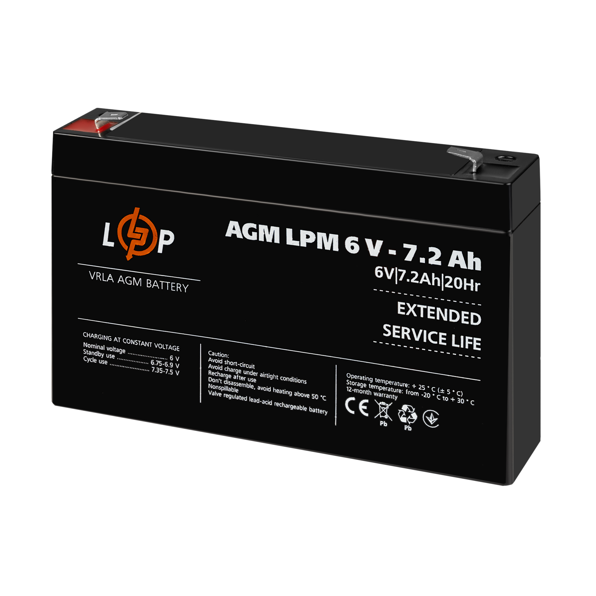 Аккумулятор AGM LPM 6V 7,2 Ah - фото 3