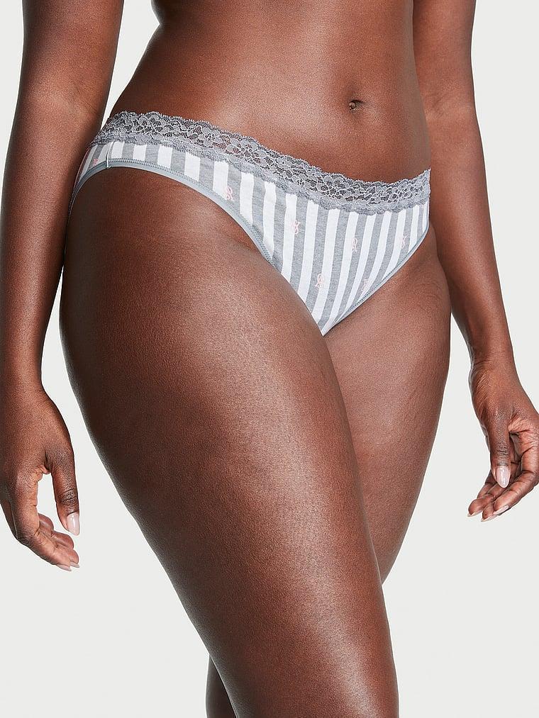 Трусики женские Victoria's Secret Lace-Waist Cotton Bikini Panty S Серый (2197615157)