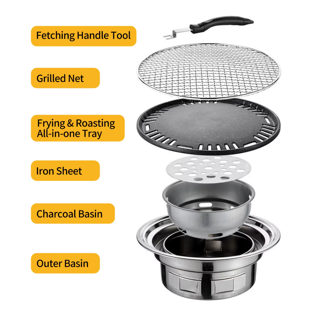 Гриль-барбекю вугільний GR33 настільний круглий нержавіюча сталь (25624217) - фото 5