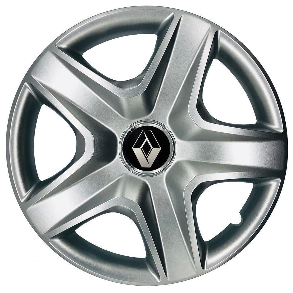 Ковпаки автомобільні модельні SJS 340 з логотипом Renault R15 4 шт. Срібний