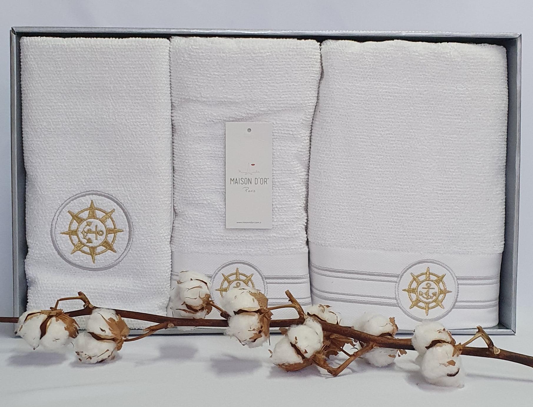 Набор полотенец Maison D'or 3 шт. Elegance Marine White (CN2711) Набор полотенец Maison D'or 3 шт. Elegance Marine White (CN2711)