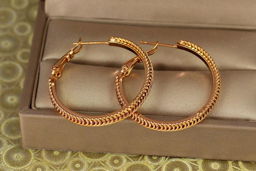 Серьги кольца Хuping Jewelry Бриз 4 см Золотистый (2278059540)