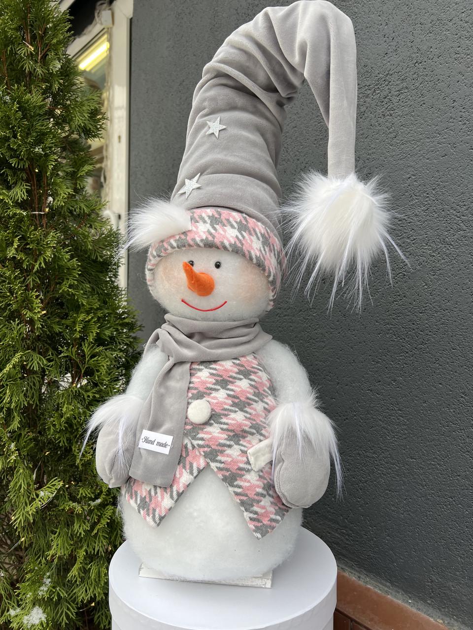 Снеговик под елку 68 см Пудровый