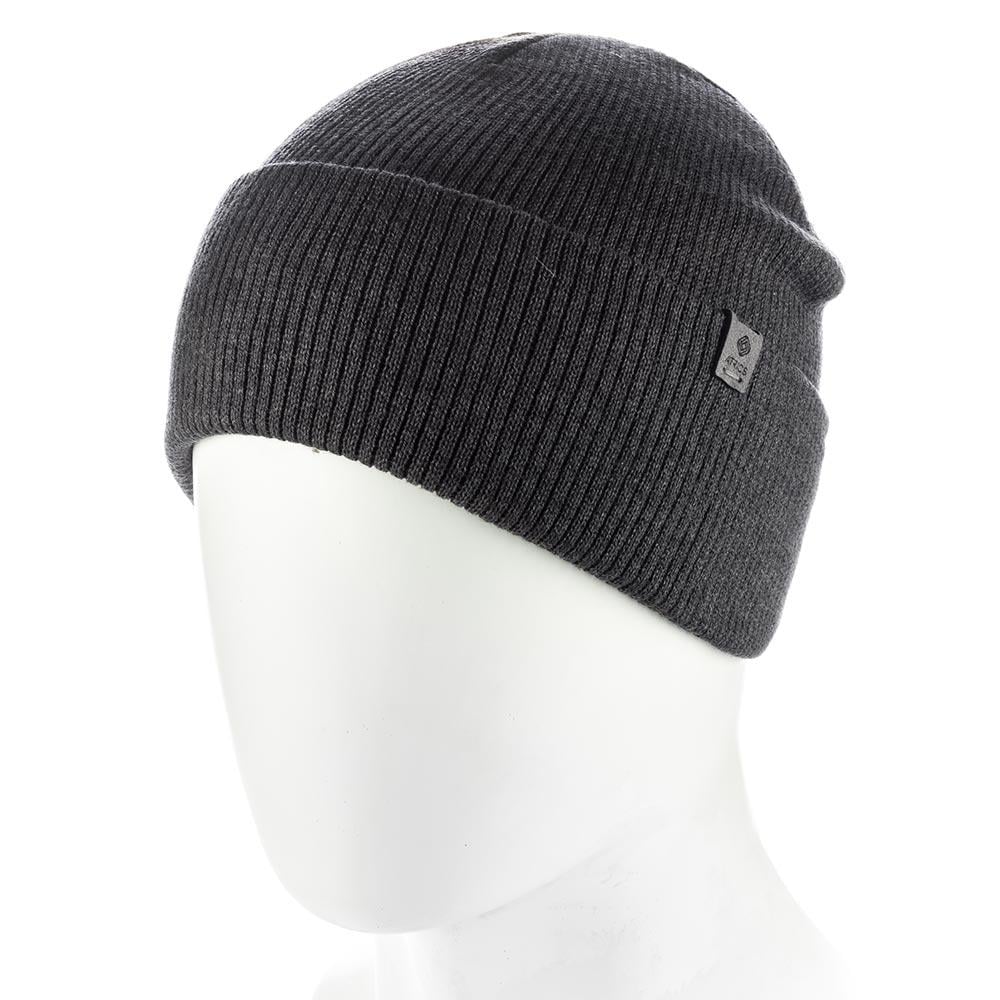 Шапка чоловіча подвійна бавовняна Atrics MH902 з регулюваним відворотом та шкіряною емблемою Маренго