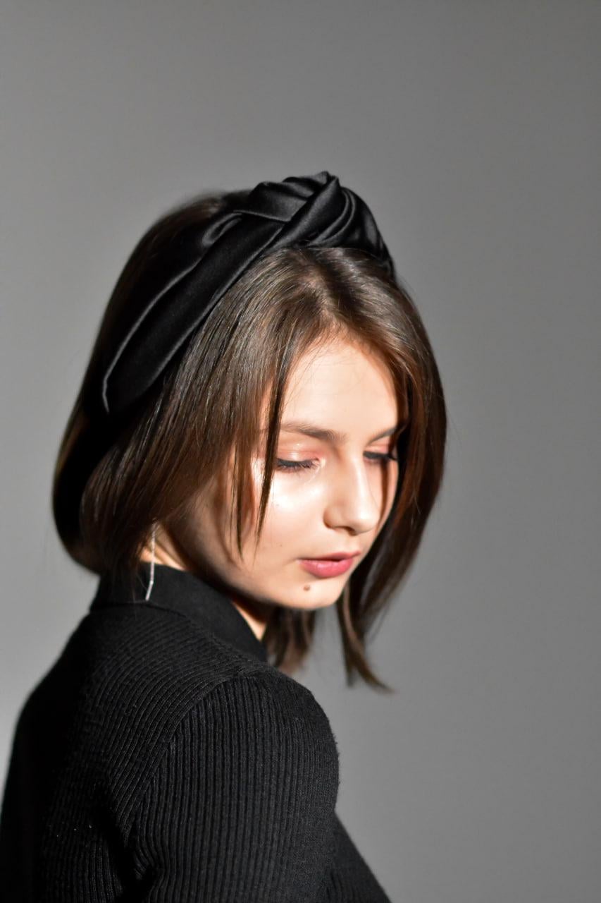 Обруч для волос MyScarf с узлом вверху атлас без сетки one size Черный (11439131)