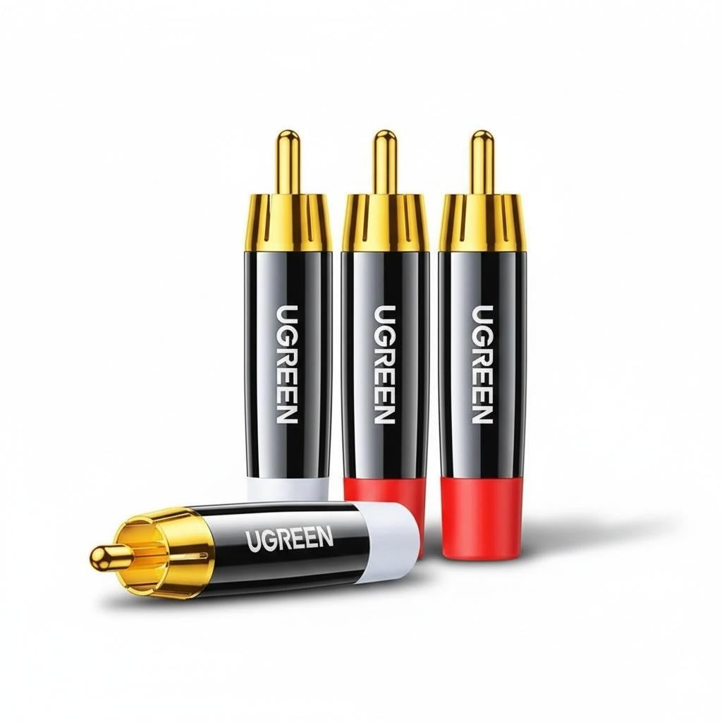 Коннектор RCA под пайку UGREEN AV203 4 шт. Hi-Fi/Медный Черный (60381)