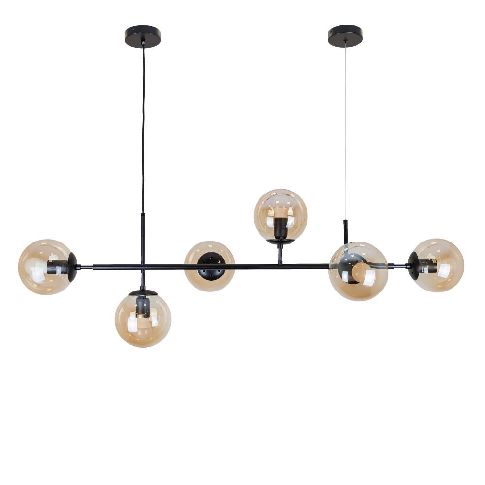 Люстра Levistella 918LP265-6 BK+BR в стиле Модерн на 6 ламп 40х150х45 см Черный с кофейным (14-16-LVS4226)