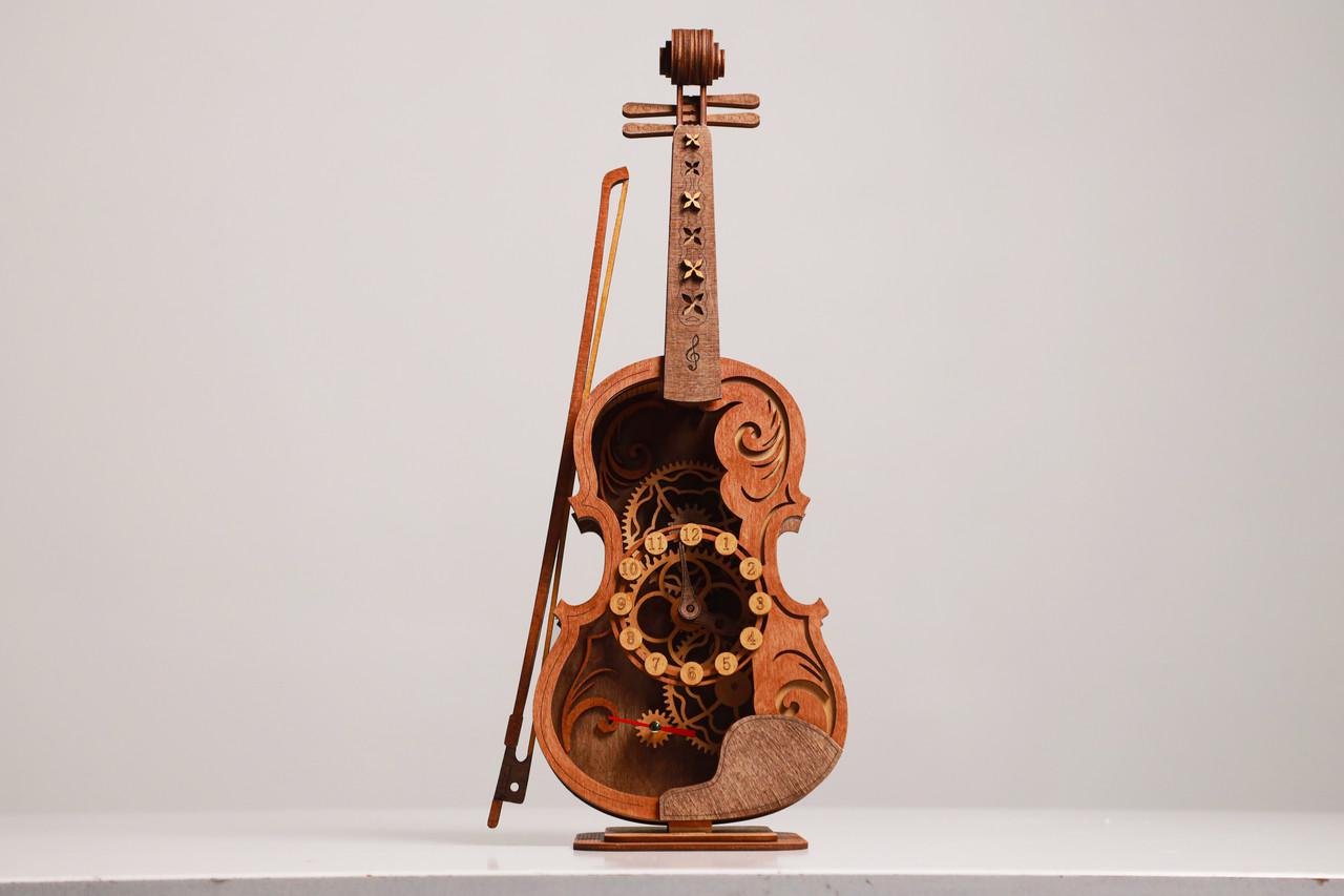 Пазл механический из дерева PuzzleFlow 3D Настольные часы Скрипка 67 деталей Пазл механический из дерева PuzzleFlow 3D Настольные часы Скрипка 67 деталей