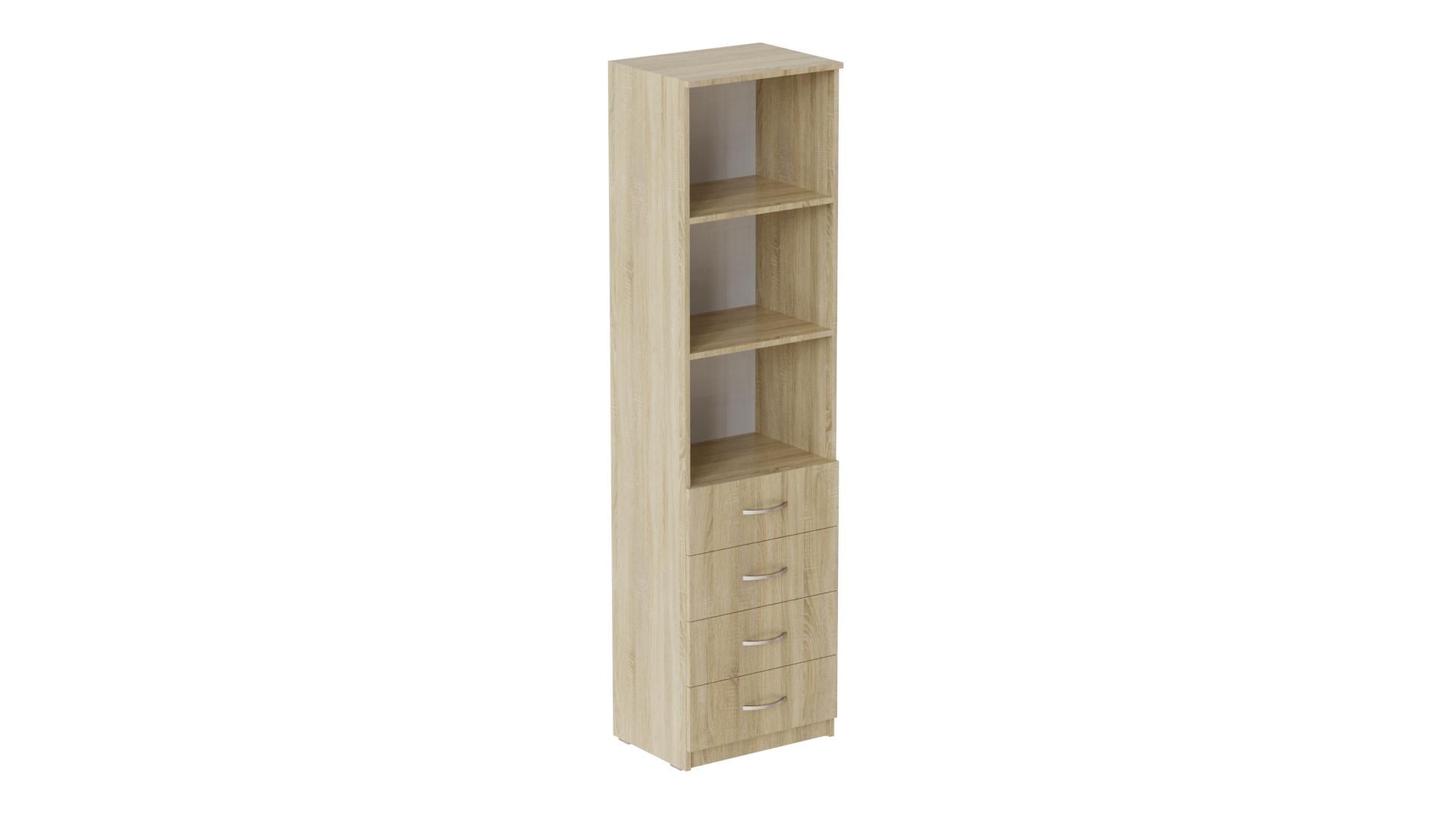 Пенал Ferrum-decor Анжело на 3 полки с 4 ящиками ДСП 16 мм 1900x500x380 мм Дуб Сонома (FRD-104963)