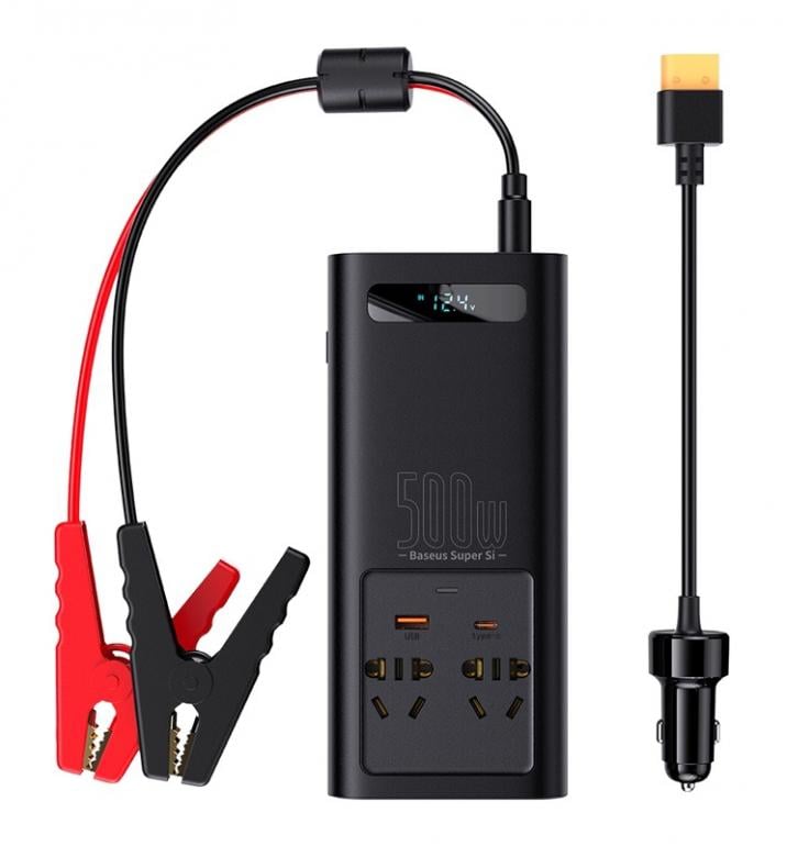Інвертор автомобільний Baseus Super Si 500 Вт Чорний (CGNB00101)