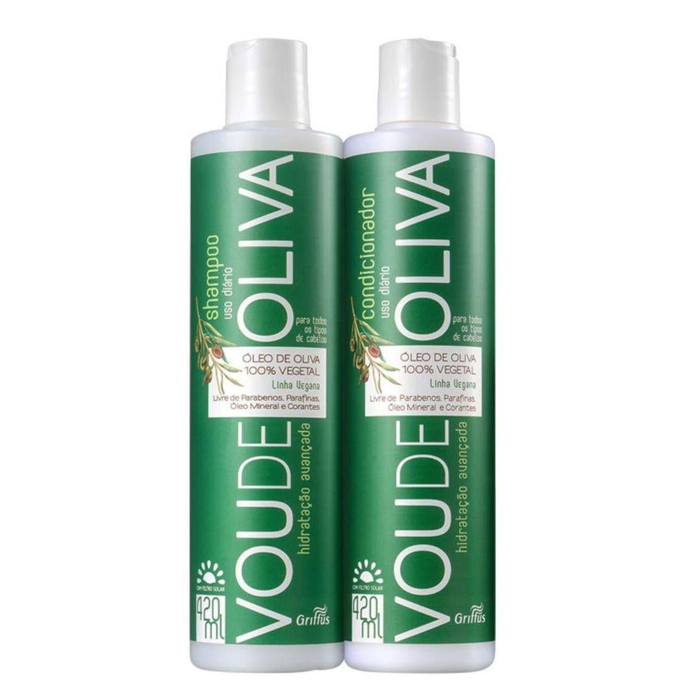 Набір для сухого волосся Griffus Kit Shampoo + Condicionador Linha Vegana Vou de Oliva 420 ml - фото 1