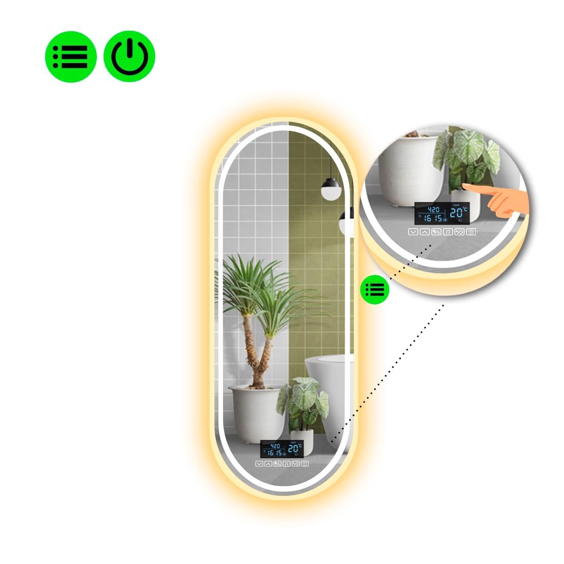 Зеркало с LED подсветкой Portale 4 с Smart-блоком 120x50 см (8994367) Зеркало с LED подсветкой Portale 4 с Smart-блоком 120x50 см (8994367)