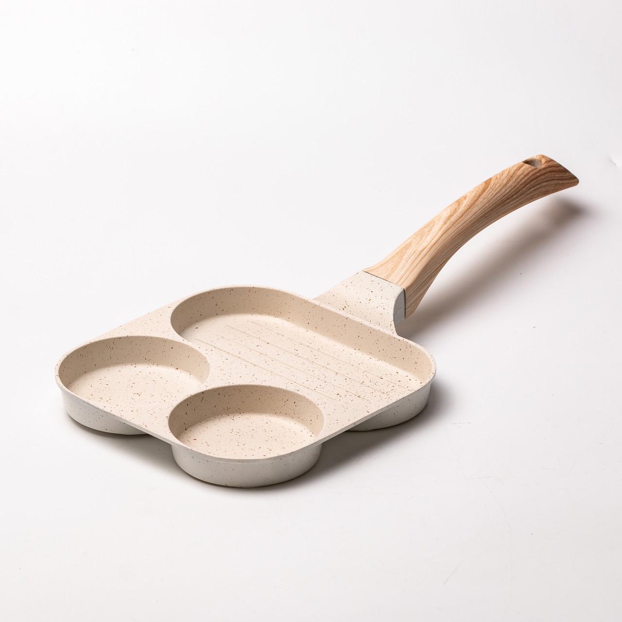 Сковорода квадратная порционная на 3 секции Бежевый