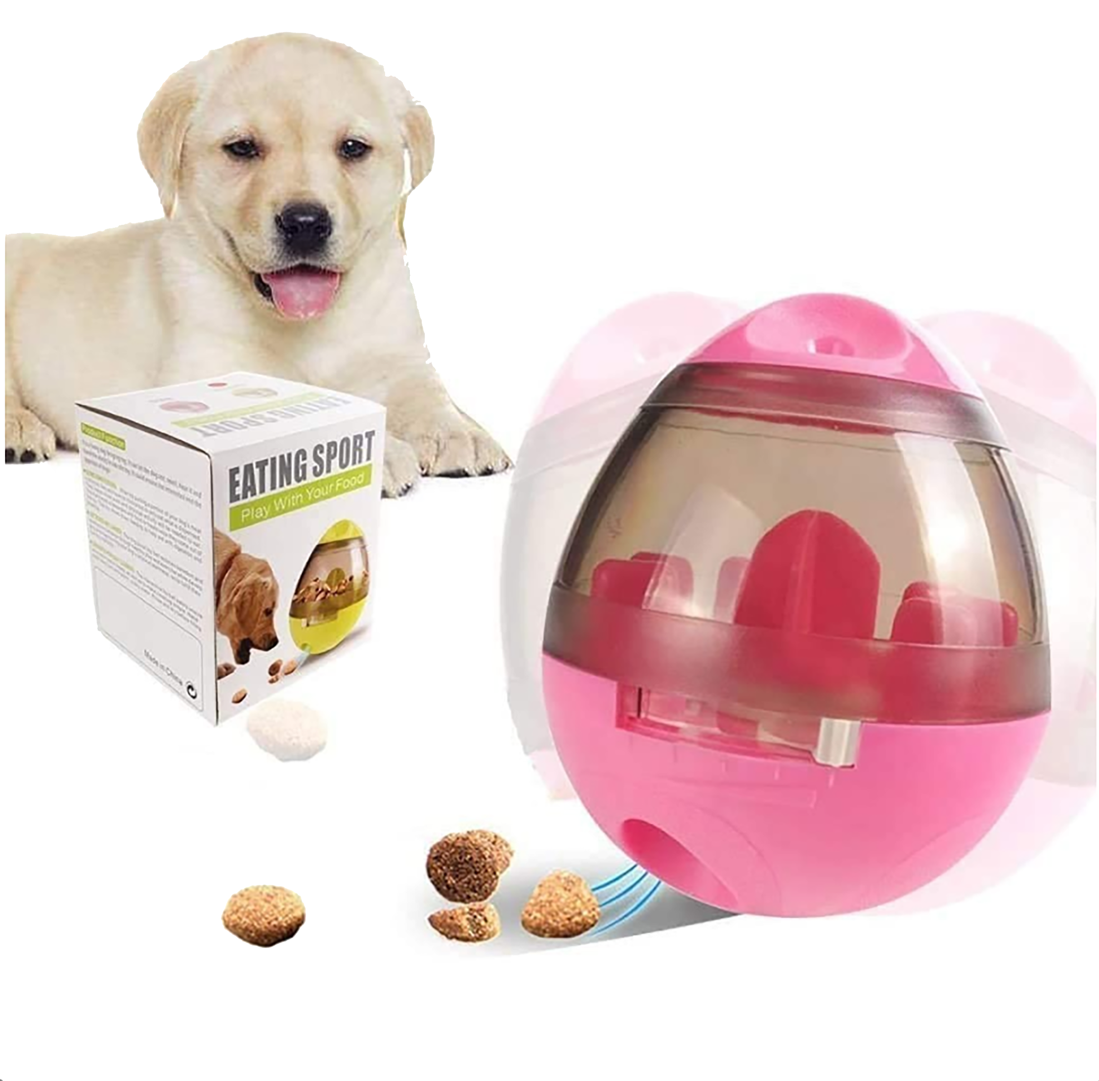 Интерактивная игрушка-кормушка для собак SUNROZ Eatin г Sport Pet Feeder мяч-диспенсер Розовый (SUN6719) - фото 2