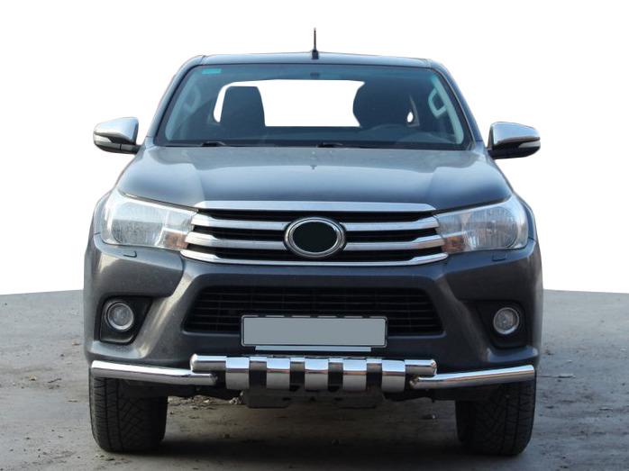 Передняя защита F3-34 CAN для Toyota Hilux 2015- гг. нержавеющая сталь Хром