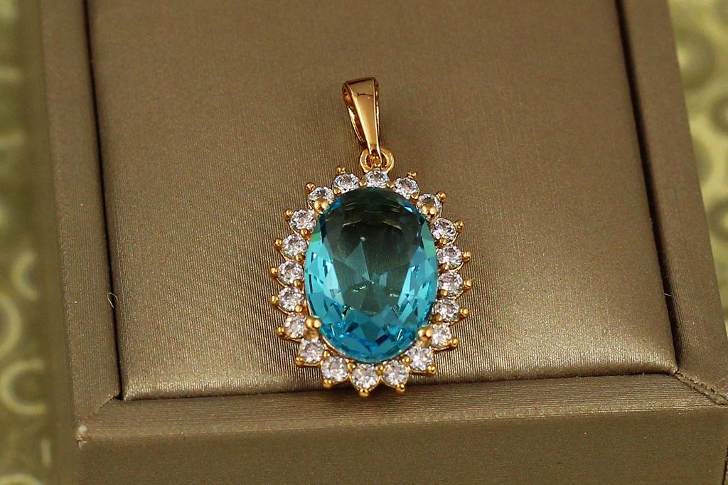 Кулон Xuping Jewelry Ожинка с голубым камнем 2 см Золотистый (31756773)
