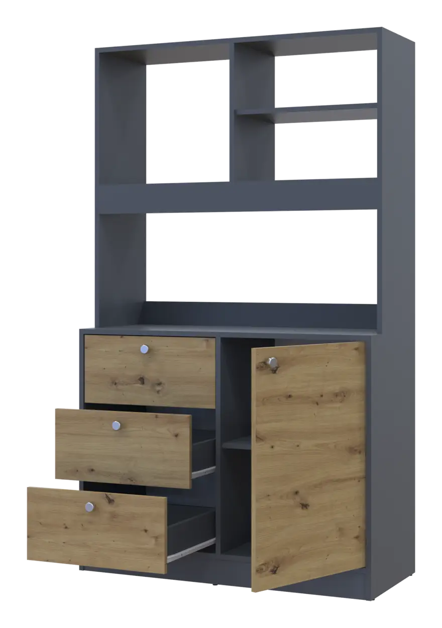 Міні-кухня Doros Лея ДСП 100х43х171 см Графіт/Дуб явок (DRS-011435) - фото 2 Міні-кухня Doros Лея ДСП 100х43х171 см Графіт/Дуб явок (DRS-011435) - фото 2