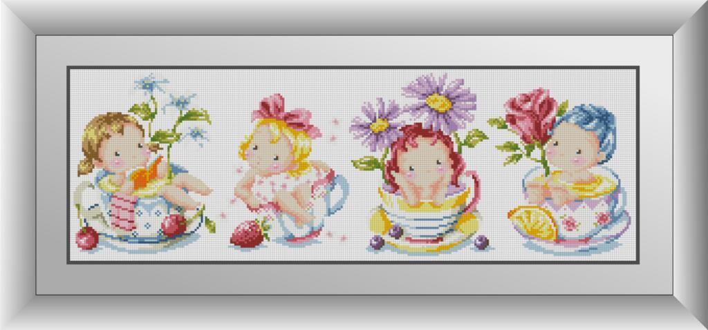 Алмазная мозаика Dream Art Девочки в чашках 23x68 см (DA.30367)