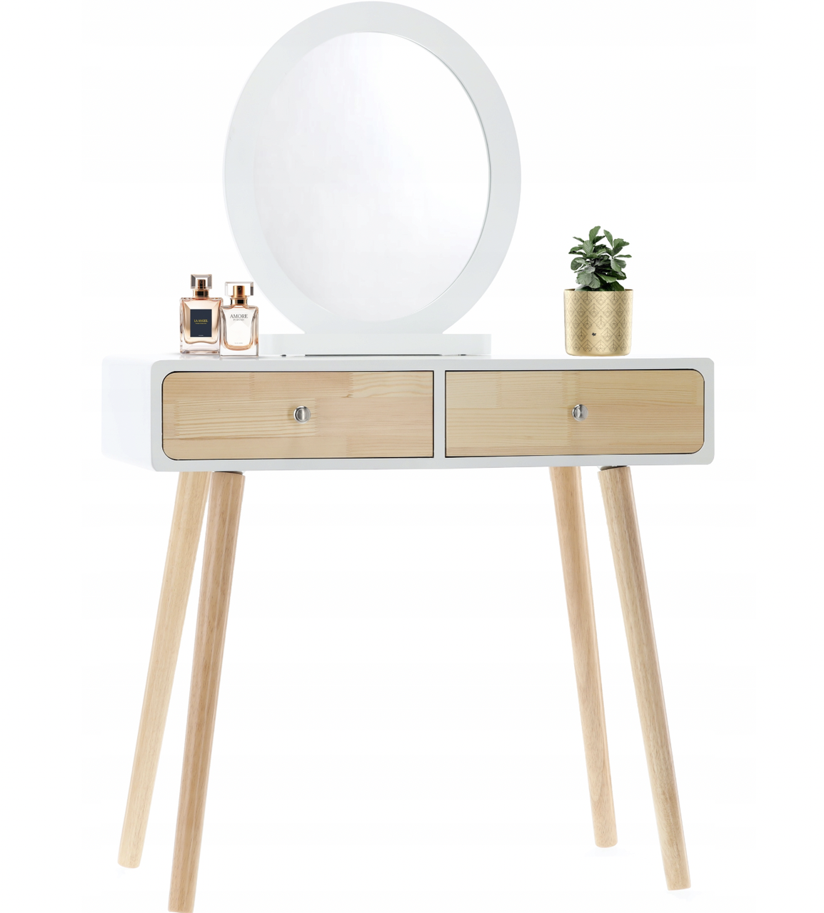 Туалетный столик с зеркалом и стулом 80x40x125 см Белый (2379360628)