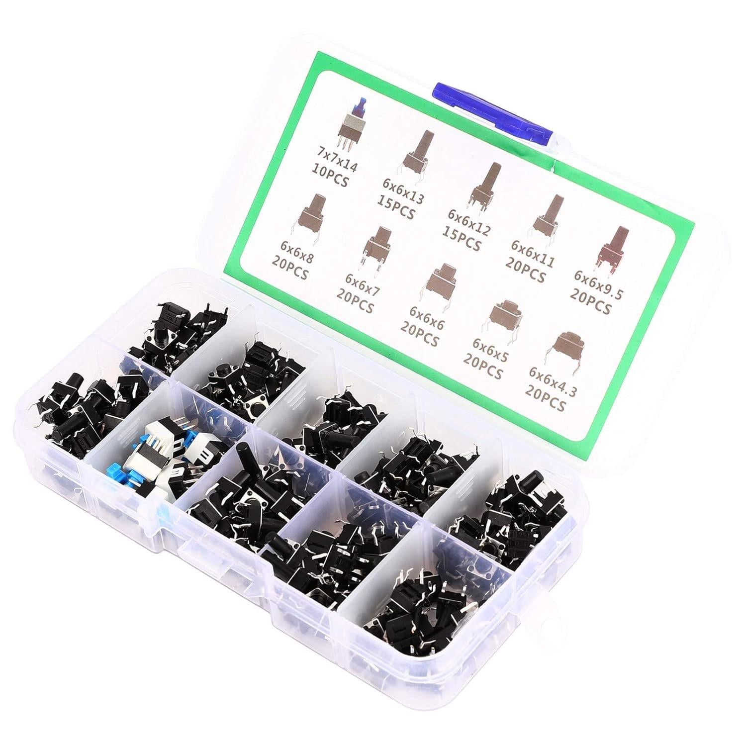 Кнопки тактовые Arduino DIY 10 видов переключатели для электроники 180 шт. (00-00026285) Кнопки тактовые Arduino DIY 10 видов переключатели для электроники 180 шт. (00-00026285)