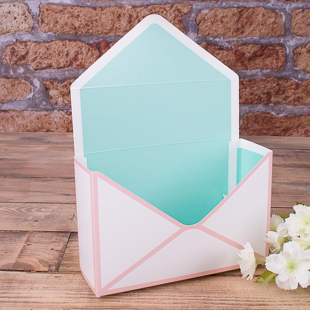 Кашпо картонное Почтовый конверт Розово-бирюзовый (2530-3)