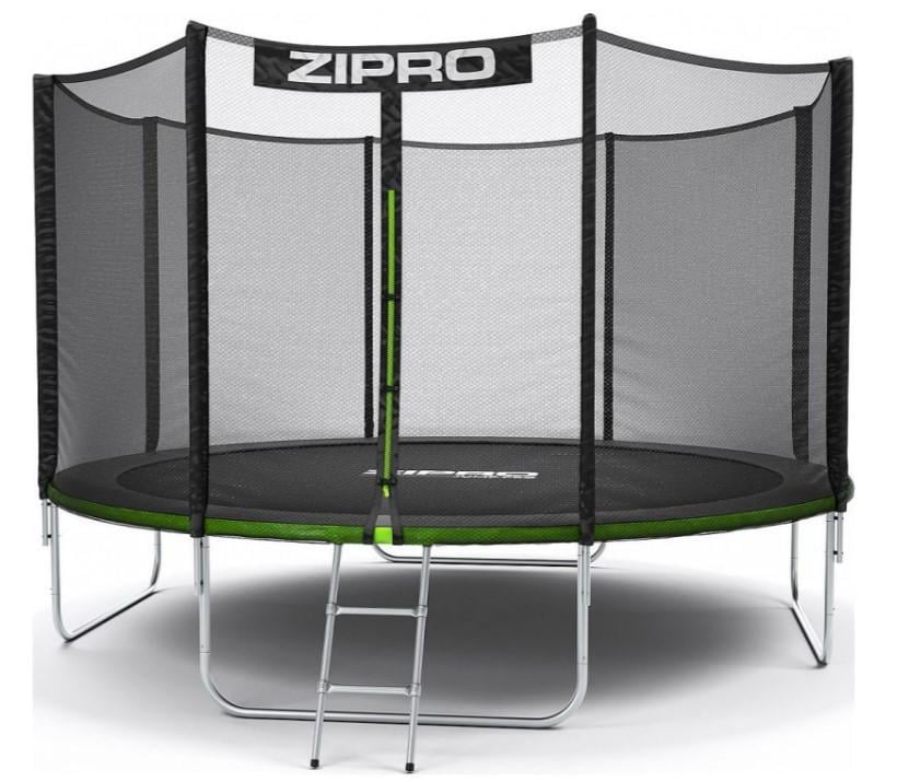Батут с внутренней сеткой Zipro Jump Pro 12 футов 374 см Черно-зеленый (5902659840738)