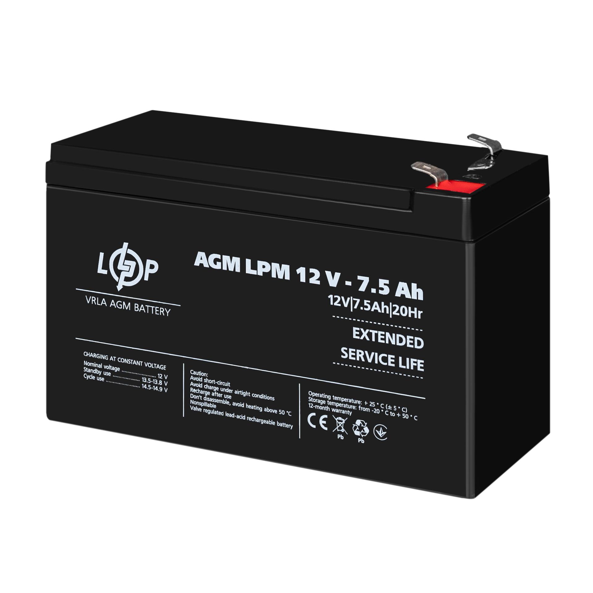 Аккумулятор AGM LPM 12V-7,5 Ah - фото 3