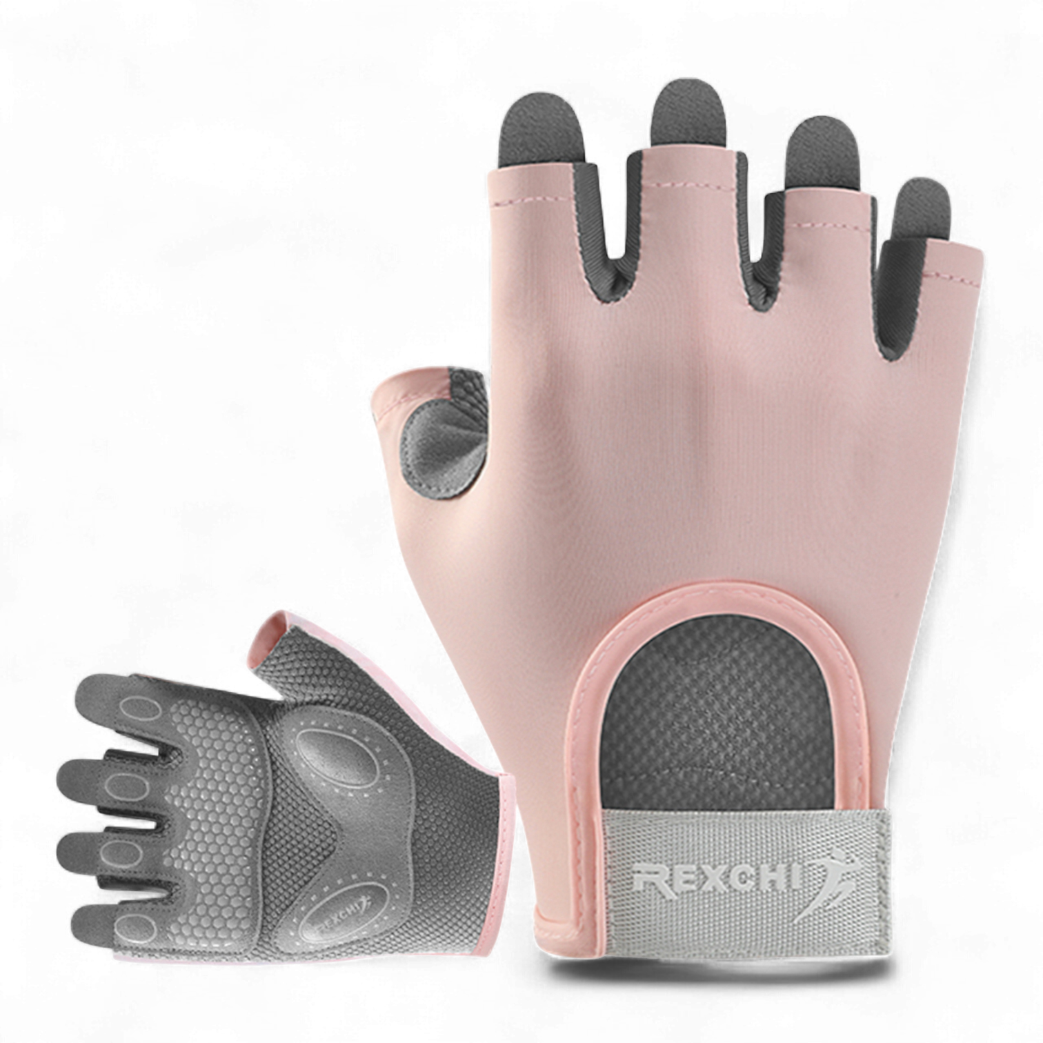 Перчатки для спорта без пальцев Univerza нескользящие дышащие эластичные Розовый