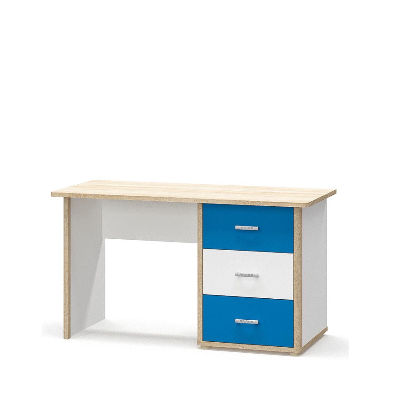 Компьютерный стол письменный Мебель-Сервис Лео ДСП Дуб самоа/Белый/Синий