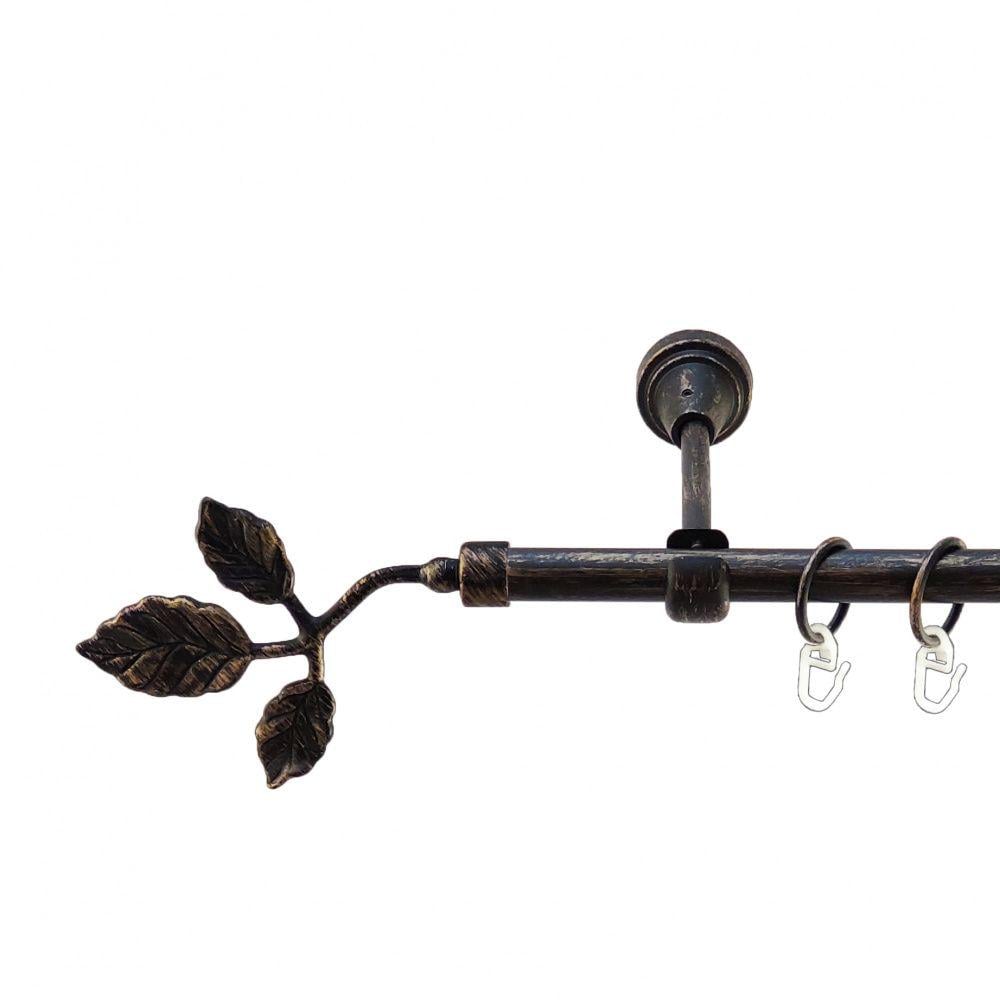 Карниз металевий Orvit Тоскана однорядний відкритий/гладка труба/кільце металеве Чорне Золото 16 мм 200 см (5467993)